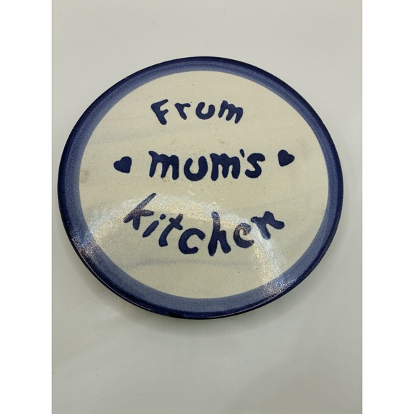 Other - Vintage Ceramic Kitchen Trivet Blue Cream From Mom's Kitchen Hanging 8.5"  EUC